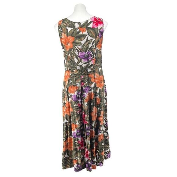 Vintage Jamie Brooke Rayon Tropical Floral Button Front Maxi Dress Size 10 - Picture 8 of 14